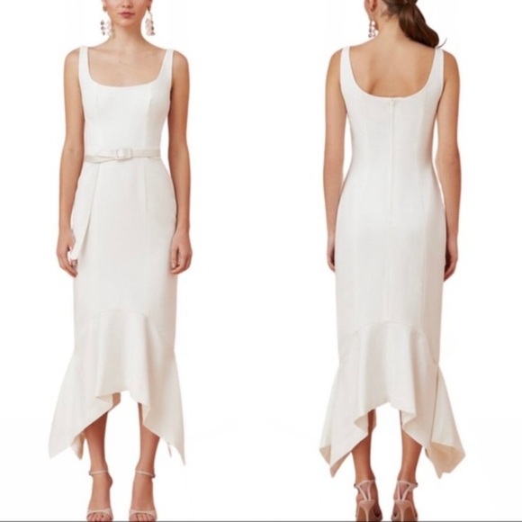 Keepsake the Label White Uptown Midi Dress Porcelain Size XL/US 10 NWT - Picture 1 of 14